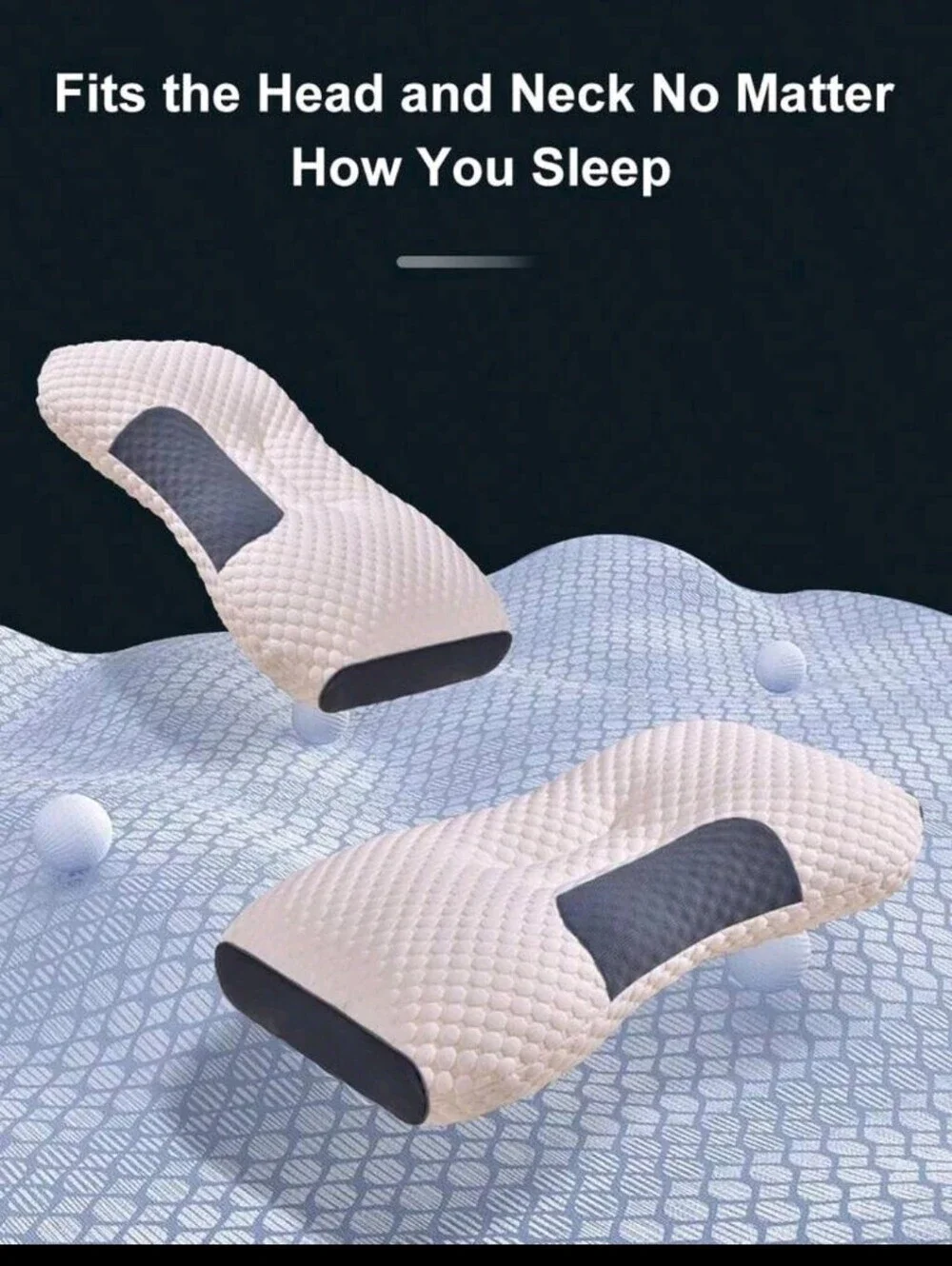 2 Pcs White and Black Contour Massage Pillows